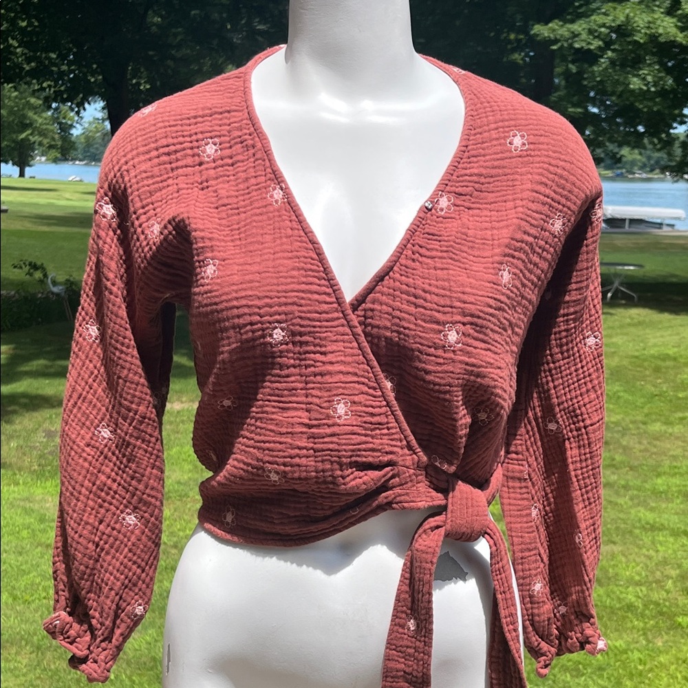 Madewell boho cropped wrap blouse XXS
